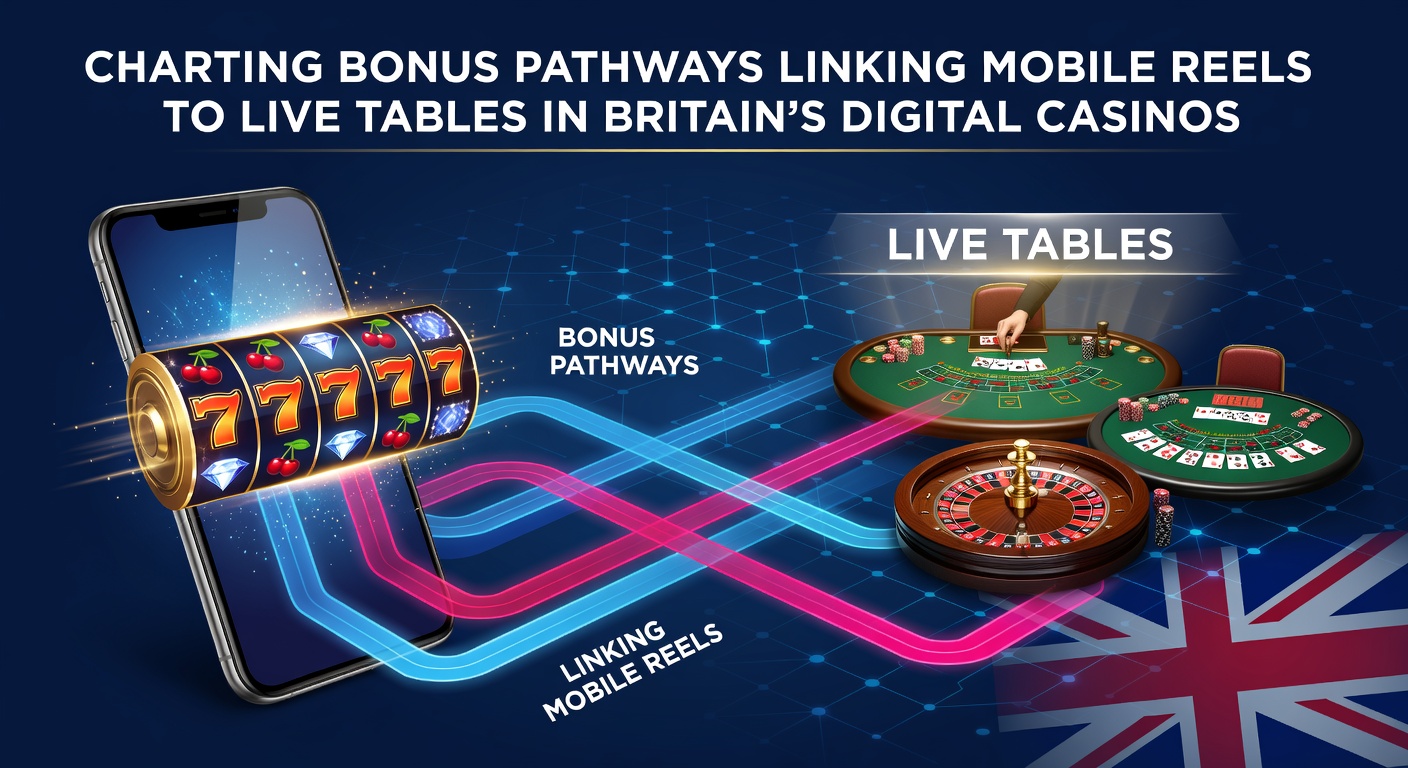 Illustration of interconnected mobile slot reels transitioning into live dealer table interfaces on digital casino platforms