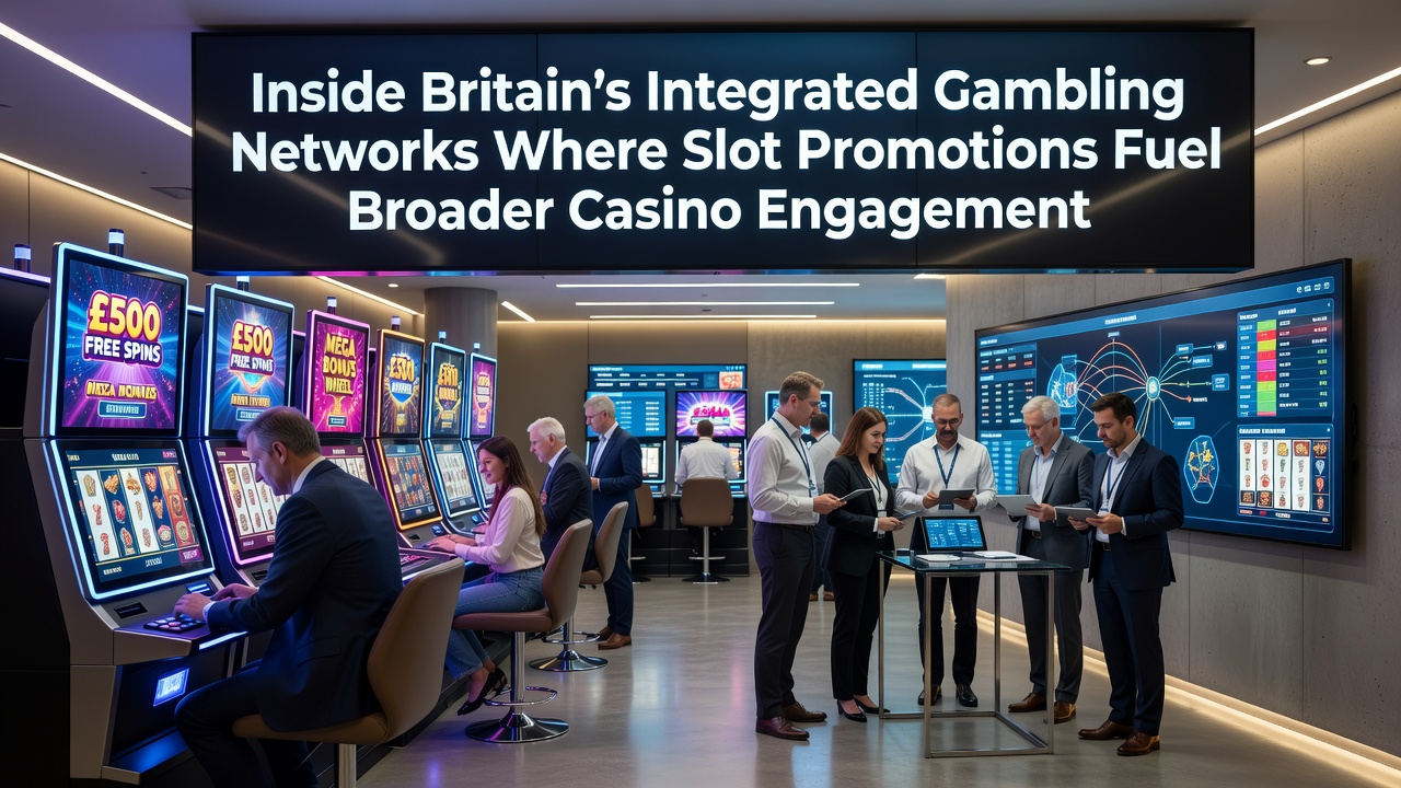 Overview of interconnected British casino networks showing slot machines linked to broader gaming options