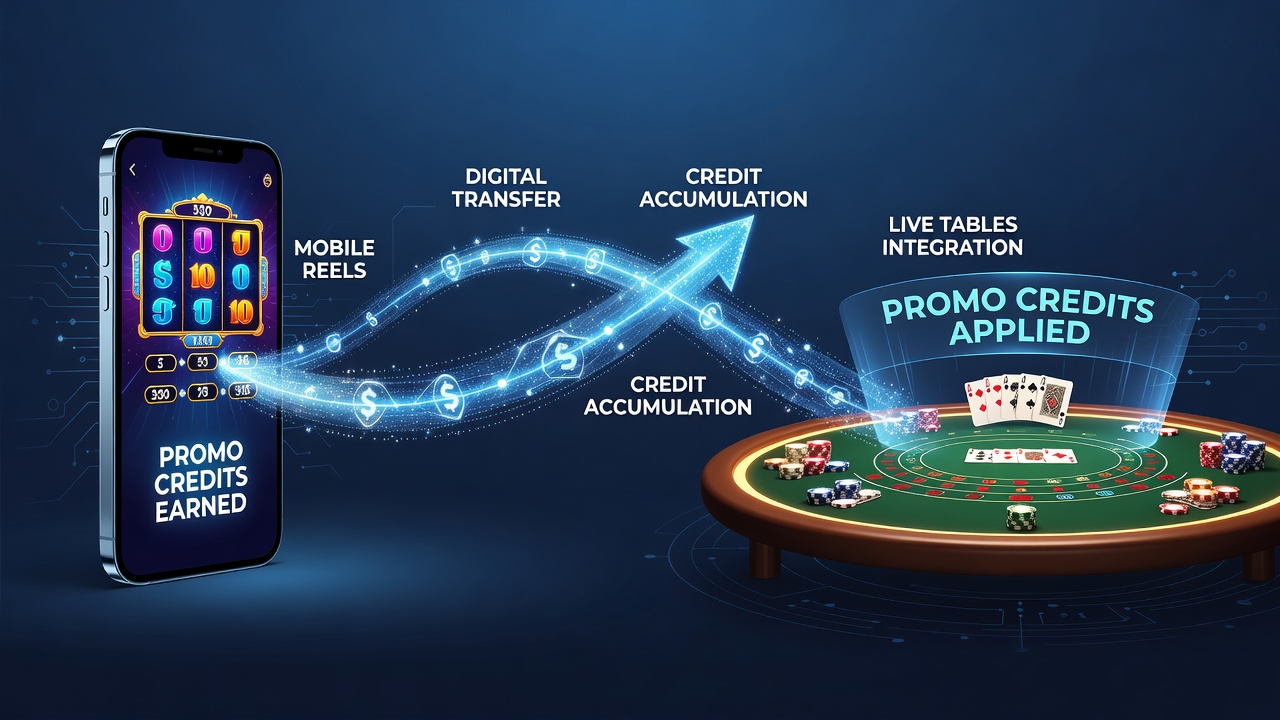 Illustration of credit pathways connecting mobile slots, live dealer tables, and centralized jackpot pools in British casino networks