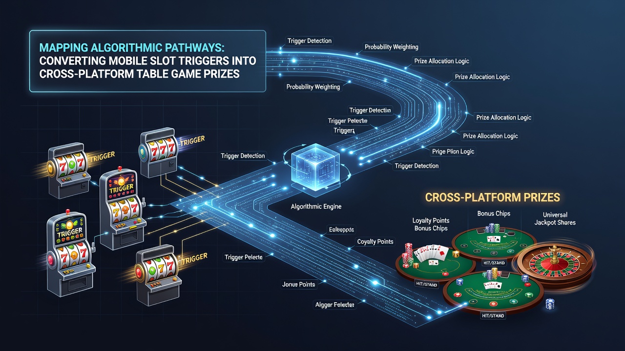 Flowchart illustrating cross-platform reward conversion between slots and table games in licensed UK environments