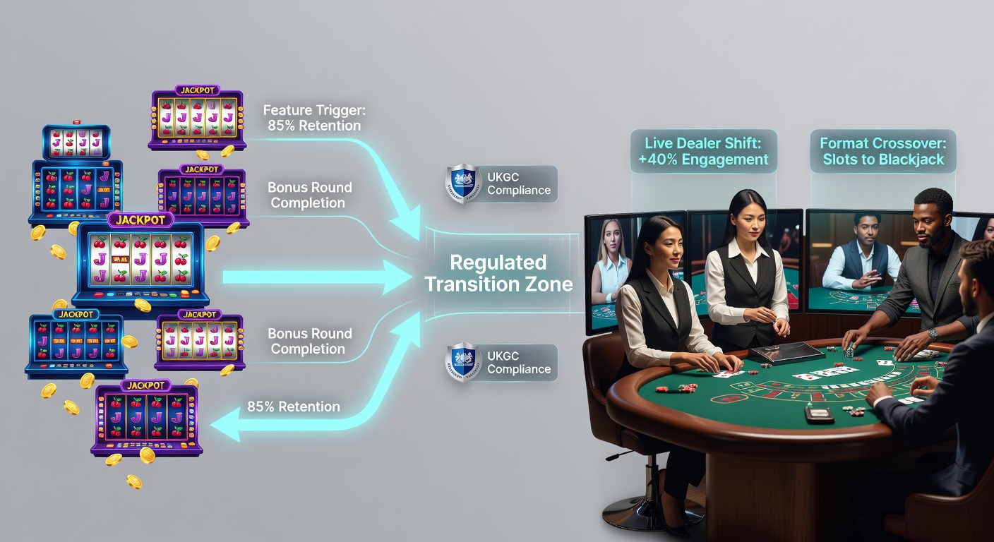 Visual representation of player journey mapping between slot interfaces adn live casino environments in regulated markets