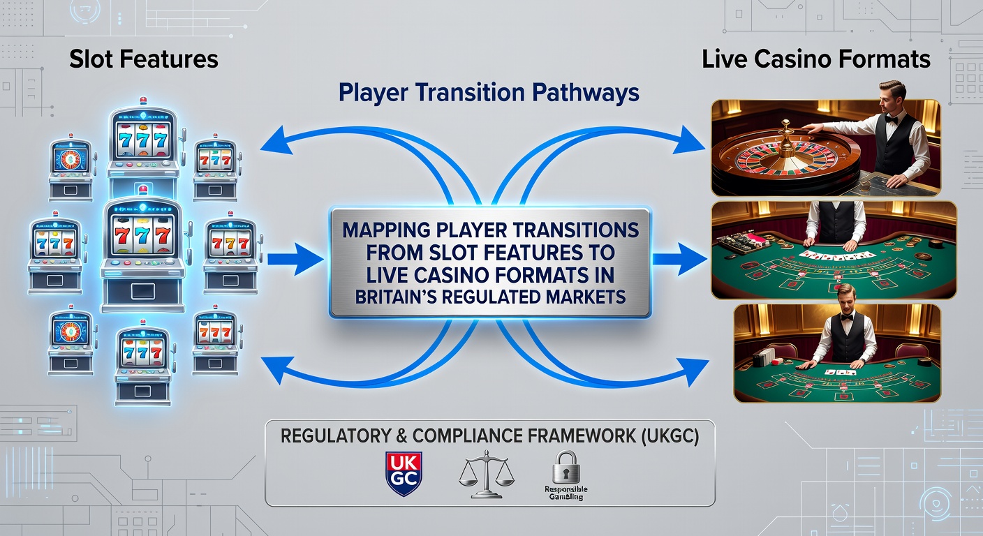 Infographic showing transition statistics and player flow between digital slots and live casino formats