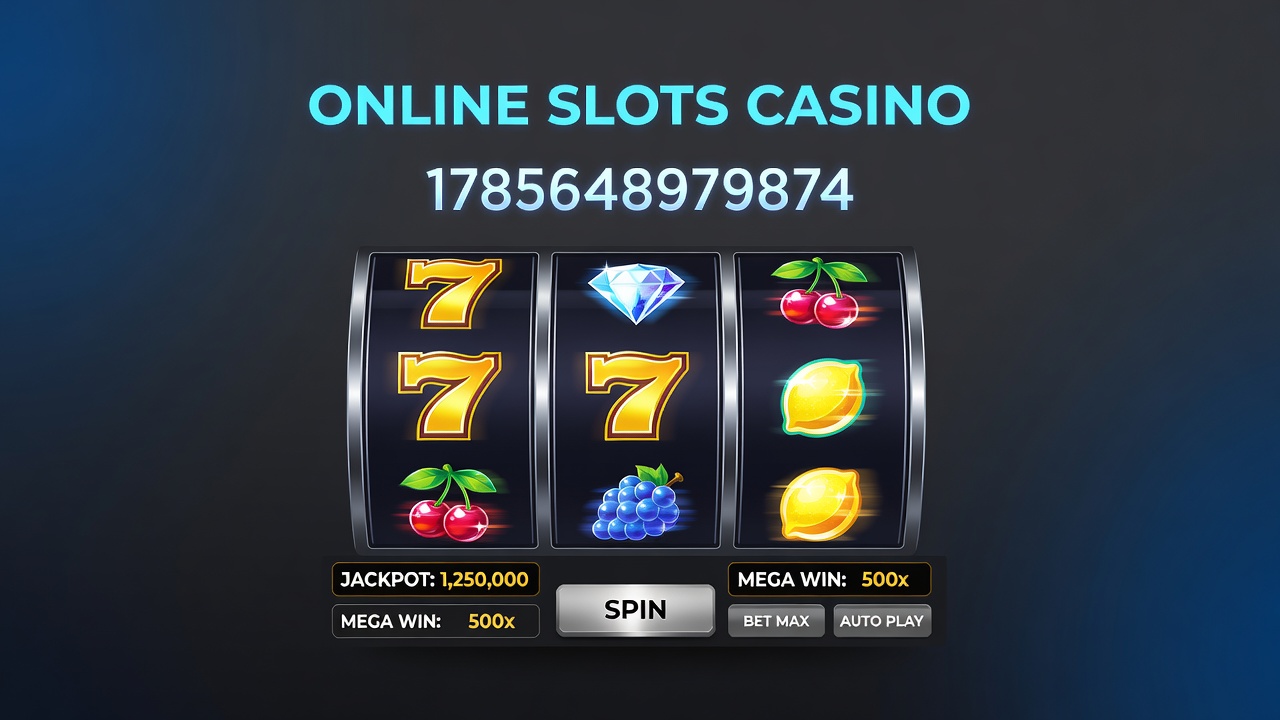 Online casino slots interface showing spinning reels with vibrant graphics and bonus features