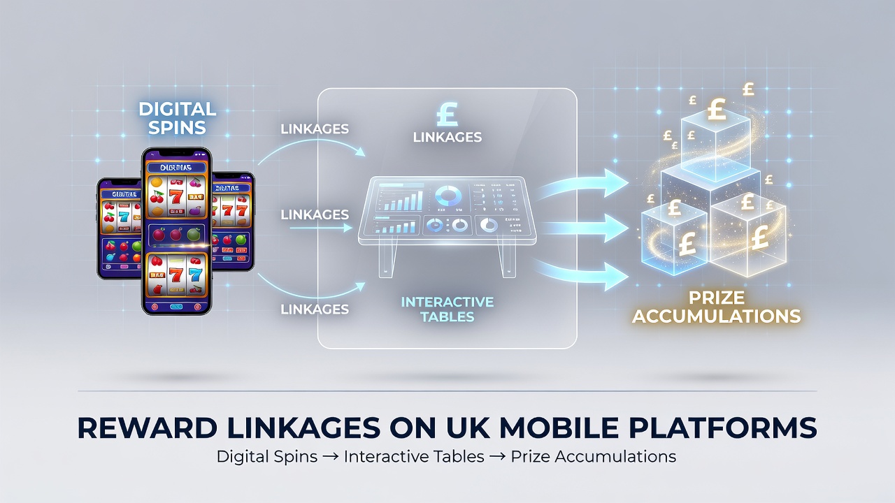 Mobile casino interface showing interconnected slot and table game reward systems on a smartphone screen