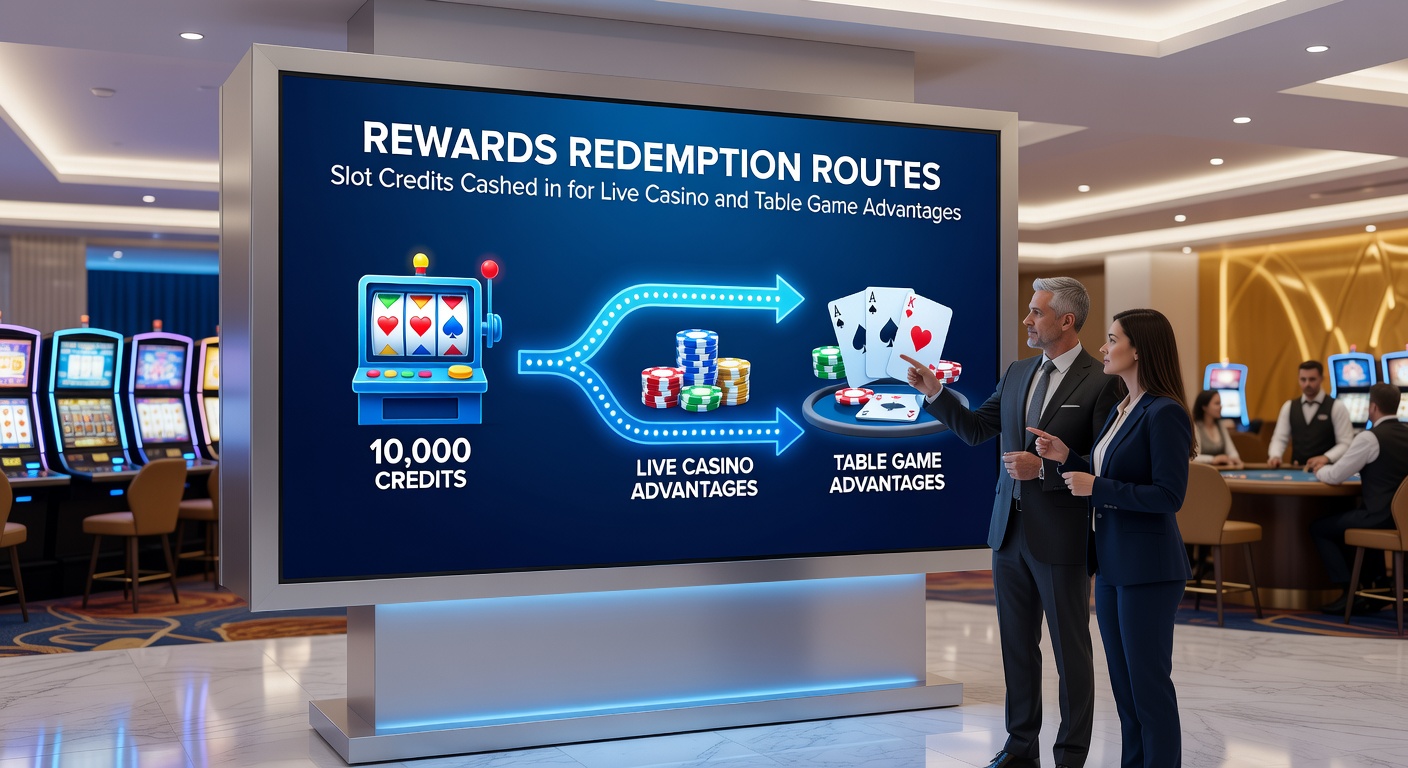 Screenshot of a rewards redemption screen displaying slot credits exchanged for live roulette and blackjack advantages