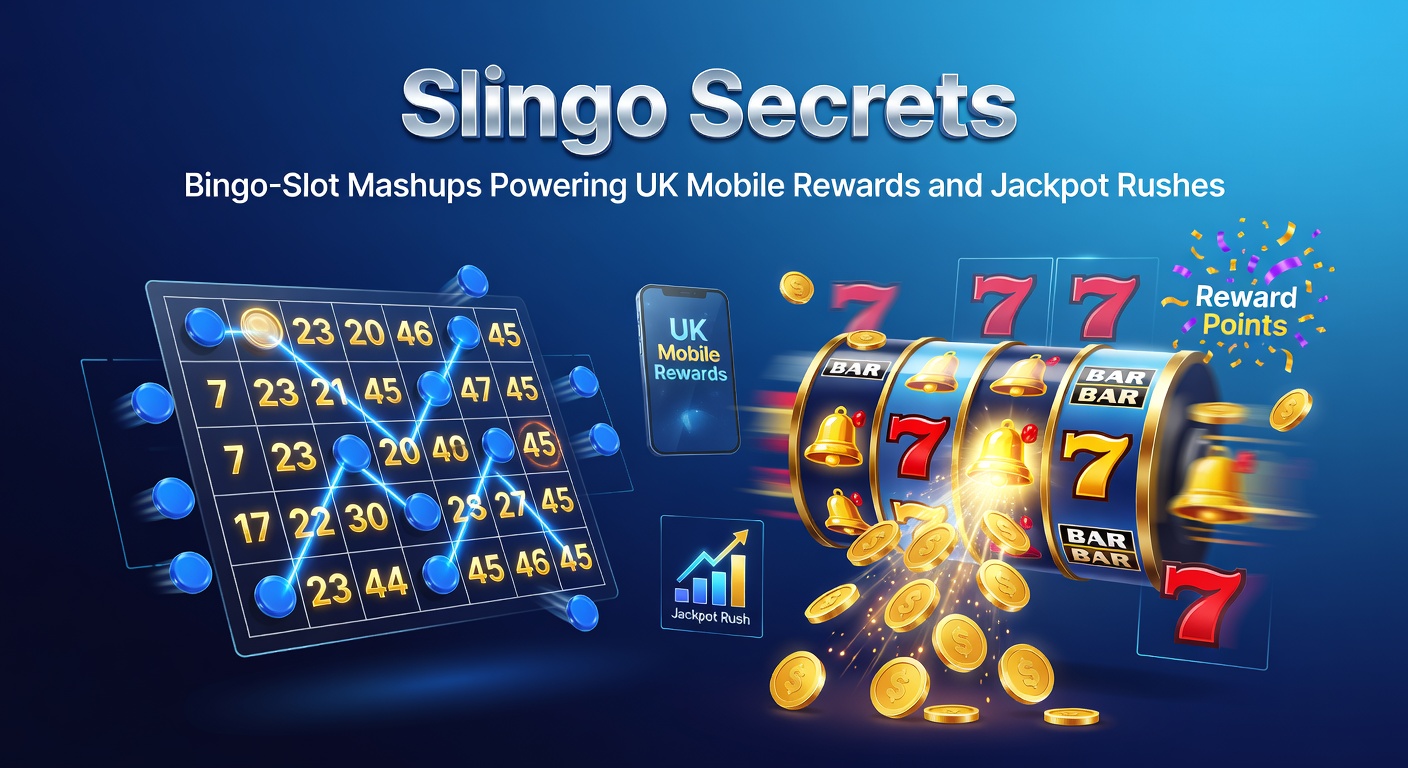 Dynamic Slingo gameplay on a mobile screen, blending colorful bingo cards with spinning slot reels and glowing jackpot meters