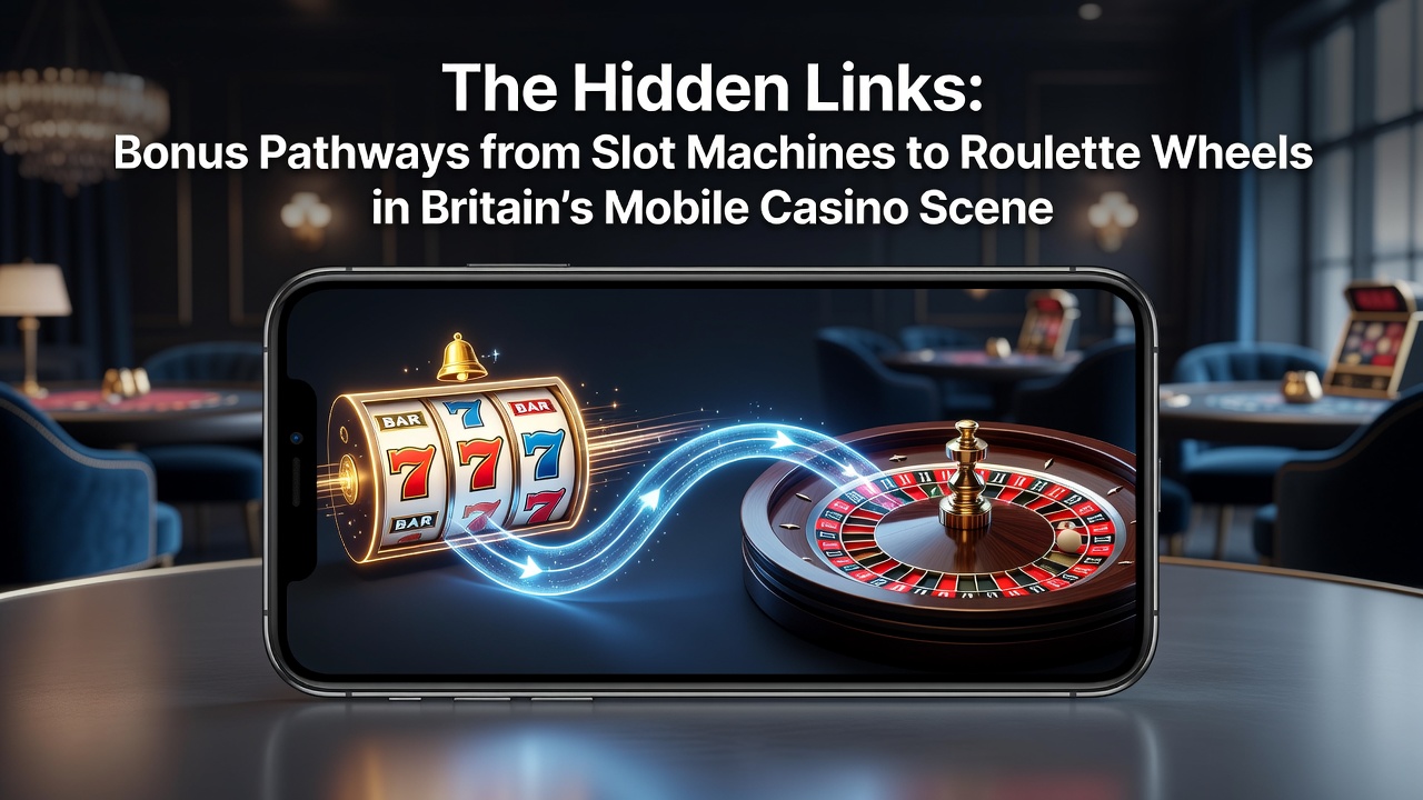 Mobile casino interface showing slot machine bonus transitioning to roulette table with bonus credits highlighted